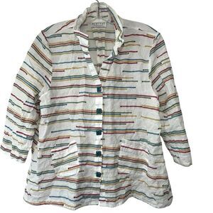 Habitat ladies shirt tunic medium white multicolor lagonlook boho casual day